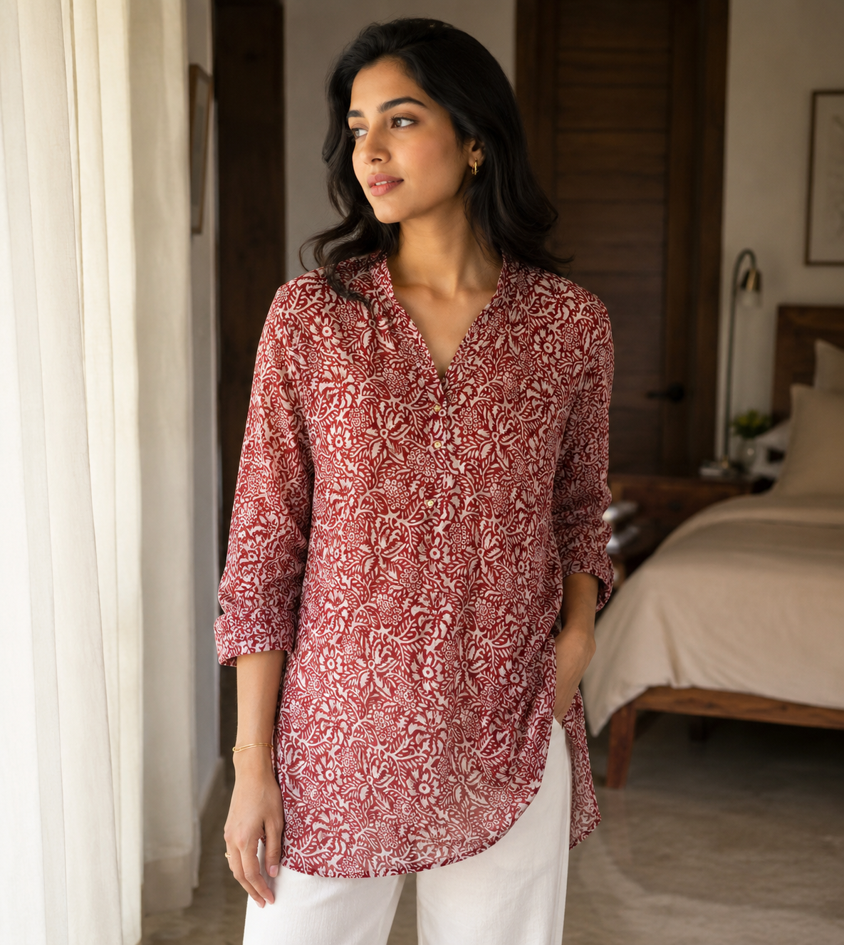 Maroon Mandala Medallion Tunic
