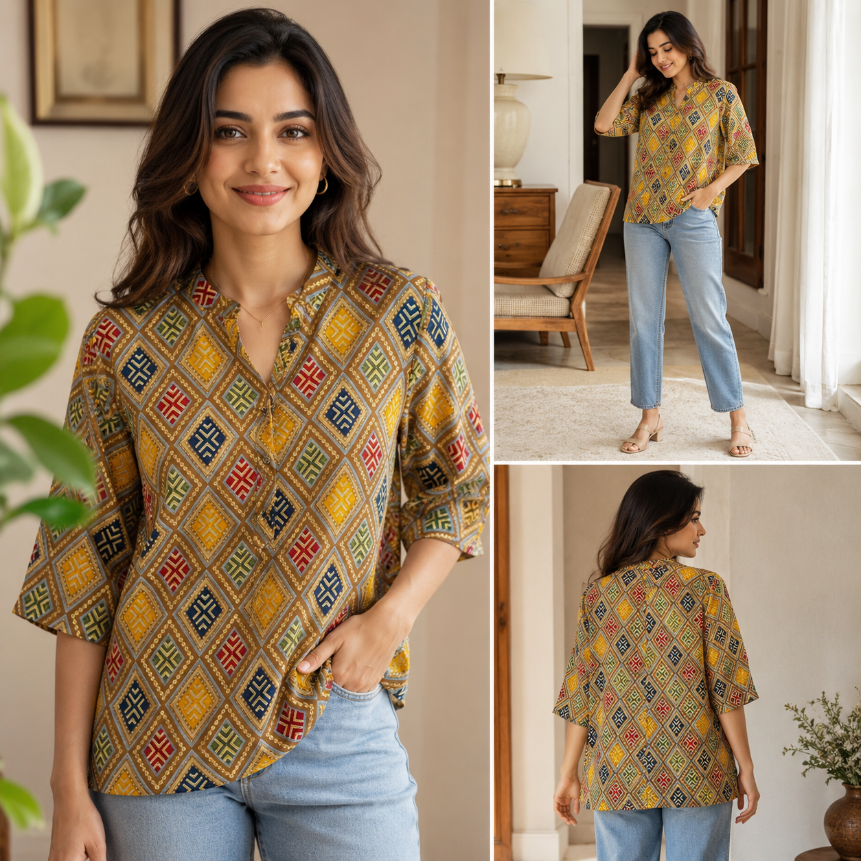 Deep Navy Ornate Paisley Tunic
