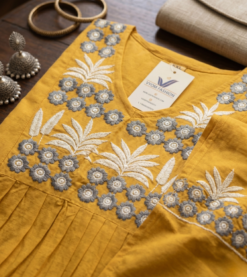 Mustard Yellow Embroidered Kurta Set with Dupatta
