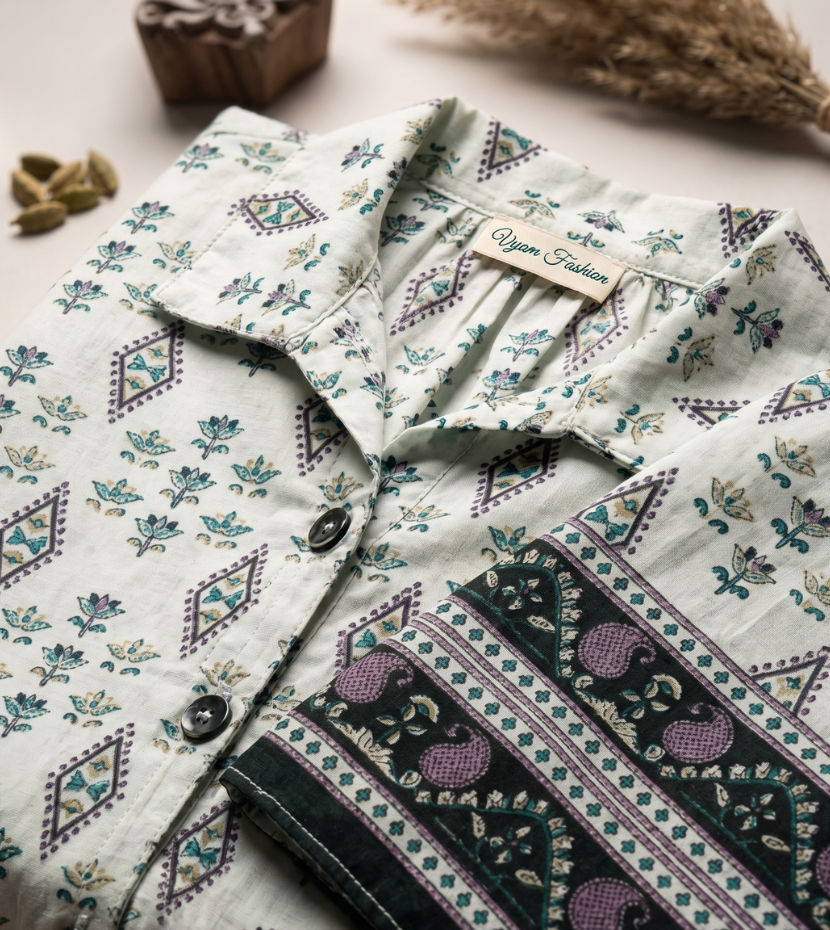 Mint Green Button-Down Tunic and Trouser Co-ord Set