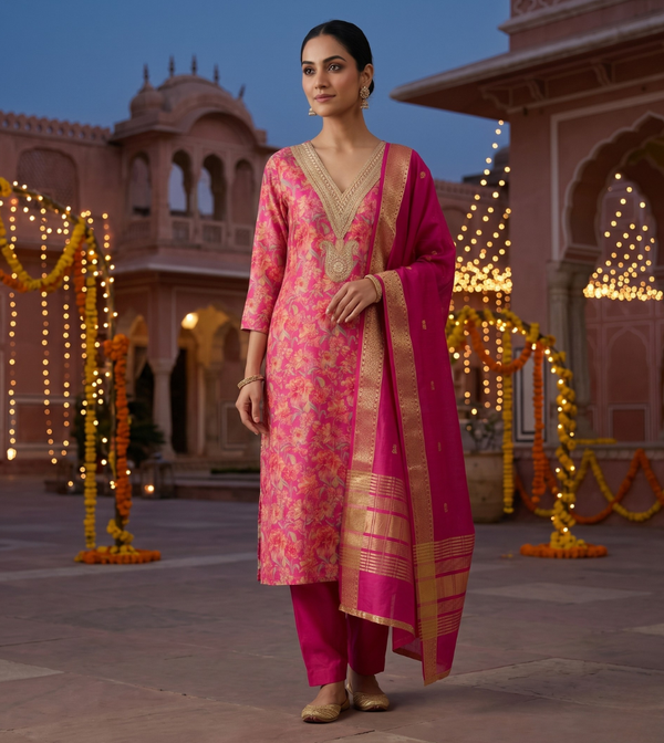 Floral Zari Suit Set