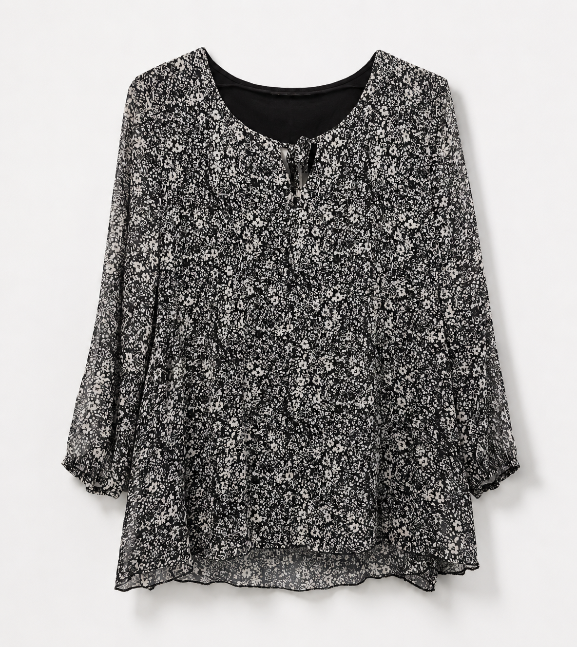 Dark Bloom Lily Print Flutter Blouse