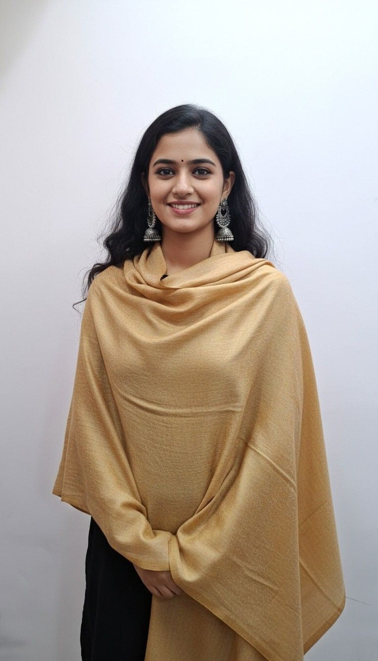 Elegant Solid Gold Women’s Shawl – Lightweight & Versatile Wrap