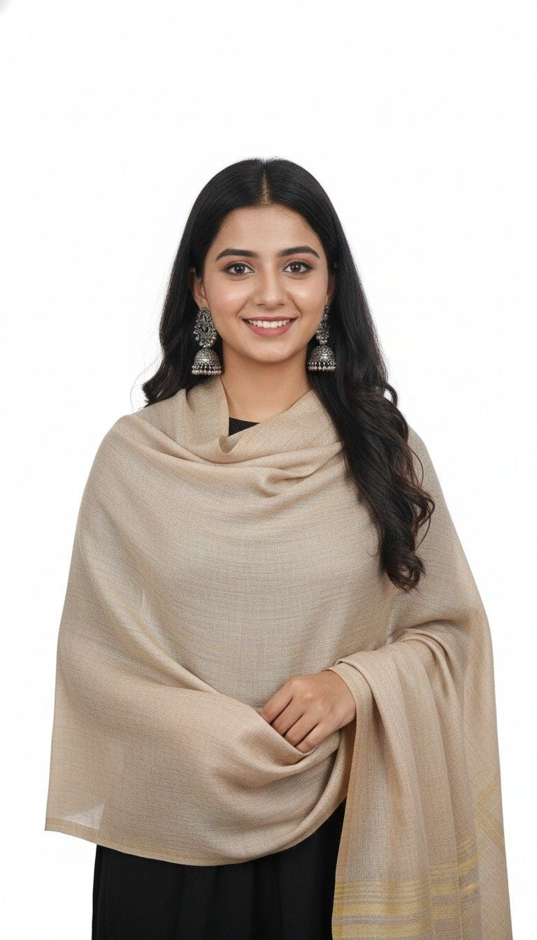 Elegant Solid Beige Women’s Shawl – Lightweight & Versatile Wrap