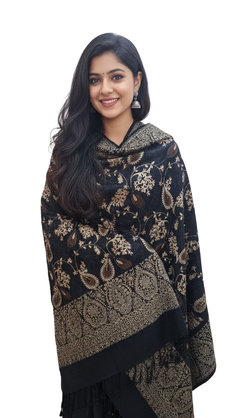 Elegant Black & Gold Paisley Women’s Shawl