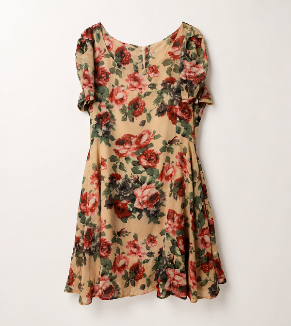 Tropical Paradise Navy Fit-and-Flare Dress