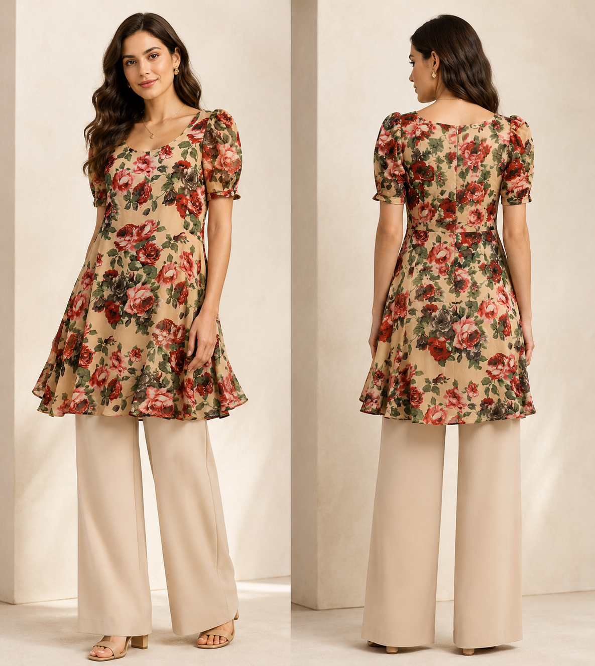 Tropical Paradise Navy Fit-and-Flare Dress